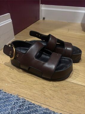 Neous Brown Leather Platform Sandals